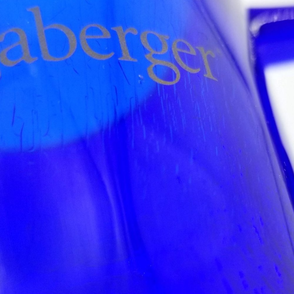 Longaberger Plastic Mug Cup Glass Latte Footed Blue Cobalt Royal Bright 16 Ounce - Picture 7 of 11